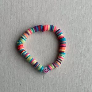 Colorful bohemian bracelet handmade stretchy pink smile bead